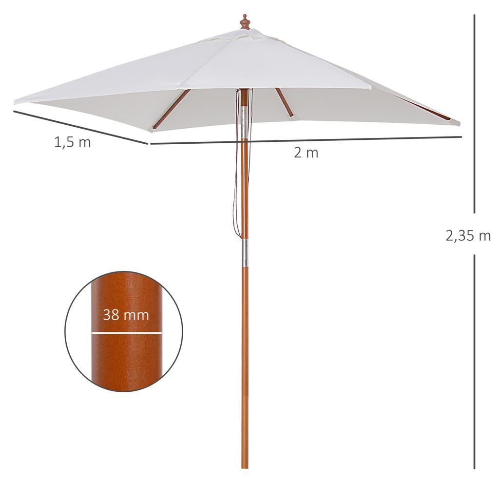 Foldable garden parasol, rectangular beach umbrella, water-repellent and UV-resistant for beach, balcony, terrace and garden