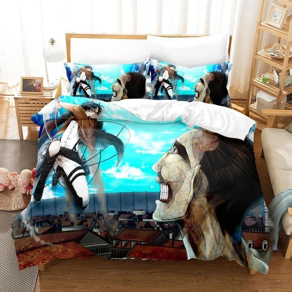 

3D-принт простыня аниме атака титанов комплект постельного белья односпальная двуспальная кровать размера Queen King Size комплект постельного белья для взрослых и детей спальня пододеяльник наборы 70x133cm 2pcs