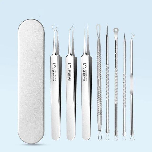 8 Stück Profi Pinzette Akne Entferner Deutsch Ultrafein Nr. 5 Cell Pickel Blackhead Clip Facial Pore Cleaning Care Tool
