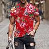 Men's Big Flower Casual Tees Summer Short Sleeve Round Neck Popular Clothes 3D Print Graphic Streetwear T-Shirts
