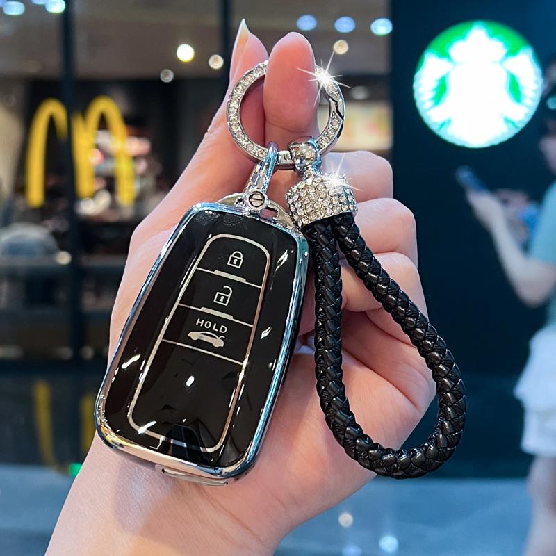 

Чехол для автомобильного ключа из ТПУ с брелоком для ключей с 3 кнопками для Toyota Prius Camry Corolla RAV4 CHR C-HR Land Cruiser Prado