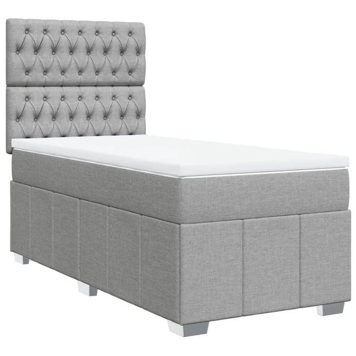 VidaXL Sommier à lattes de lit avec matelas Gris clair 90x200 cm Tissu, lit, lit à plate-forme, lit à panneaux, meuble de 3293858