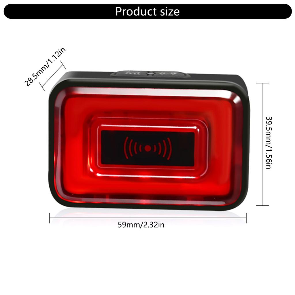 Rechargeable Bicycles Rear View Radars Taillight, IPX64 Watertight Bike Rear Light with Visual Alerts for Night Ridings