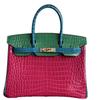 Kazilan color-blocking inseam version of crocodile pattern high-end hand-held platinum bag women's cross-border fashion versatile women's bag