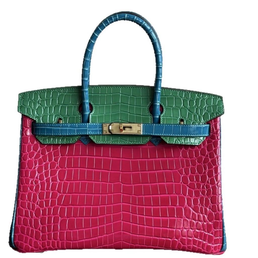 Kazilan color-blocking inseam version of crocodile pattern high-end hand-held platinum bag women's cross-border fashion versatile women's bag