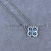Hairui Wen Full Diamond Four-Leaf Clover Necklace - Women's Light Luxury Fashion In Blue, Pink, and White
