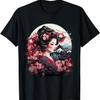 Geisha With Mount Fuji And Pagoda Cherry Blossom T-Shirt(20)