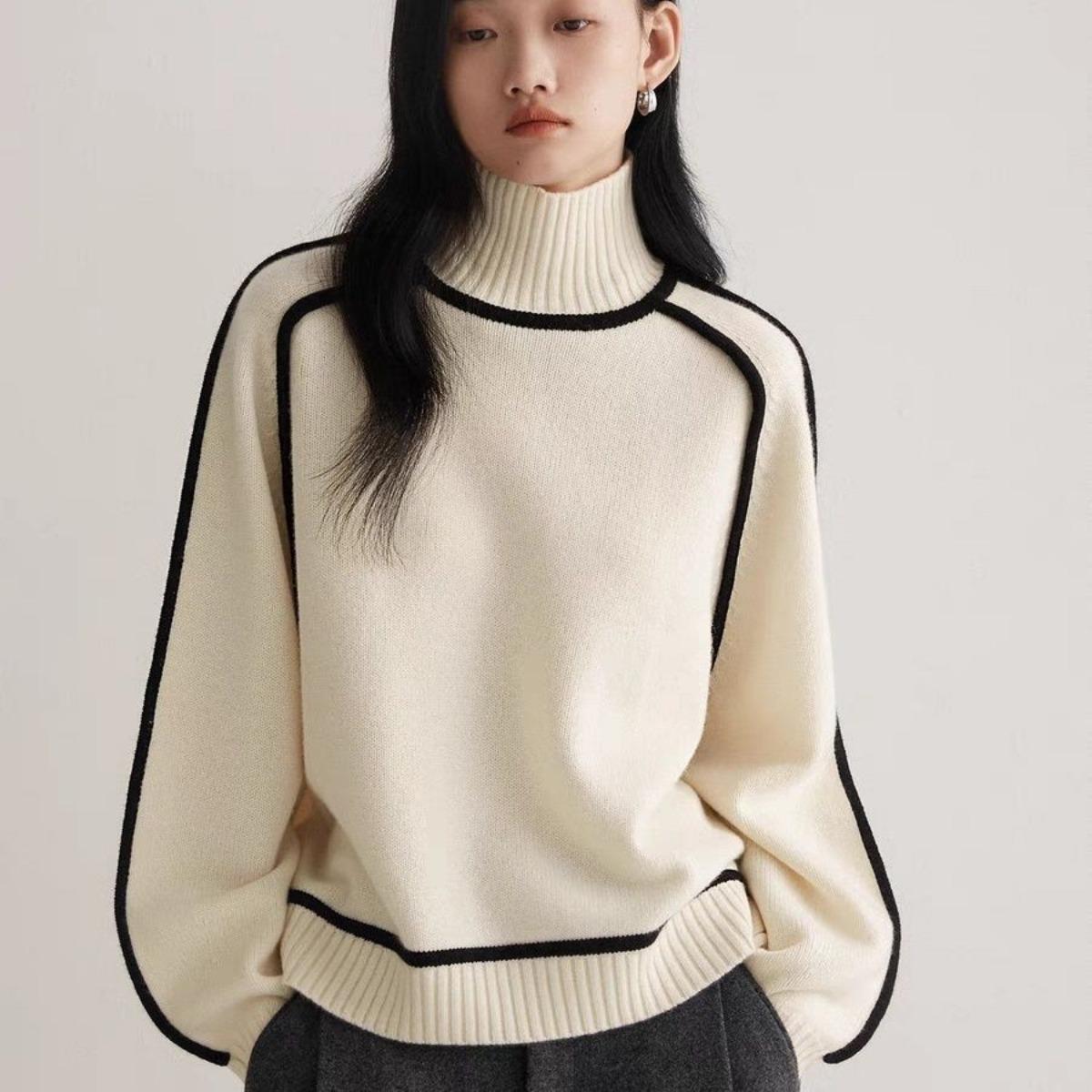Women s Fashion Mock Neck Raglan Sleeve Ribbed Knit Bottoming Sweater Casual Elegant Top S