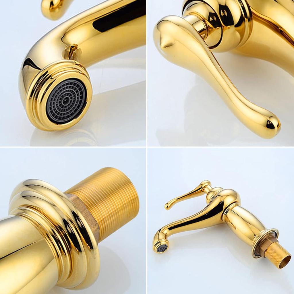 Badezimmerarmatur Antik Messing, Messing Waschbeckenarmatur Badezimmer, Vintage Badezimmerarmatur, Kalt-/Warmwasser Beckenarmatur, Einloch Einhebel Badezimmerwaschbecken