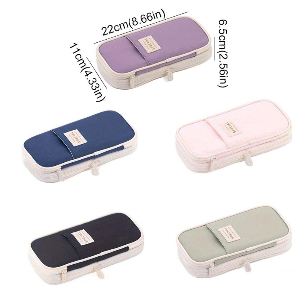 Macaroon Kawaii Pencil Cases Retractable Large Capacity Pencil Holder Box Double Zip Expandable Pencil Case Student Stationery