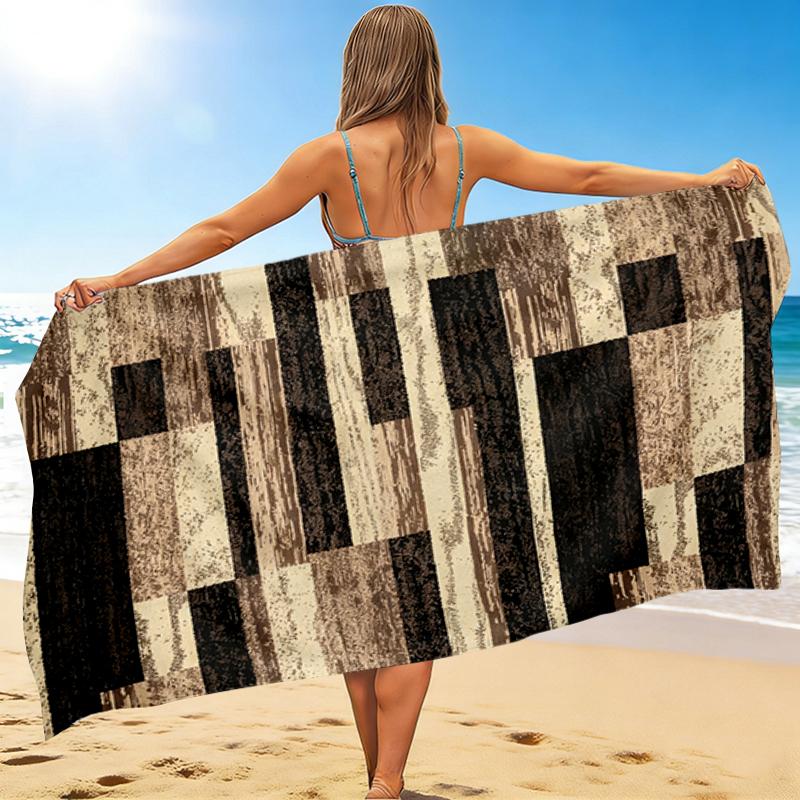 1Pc Abstract Geometric Beach Towel, Quick Dry, Multi-Use for Beach Pool Gym Yoga Home Travel, Christmas, Halloween, Xmas Gift M92822