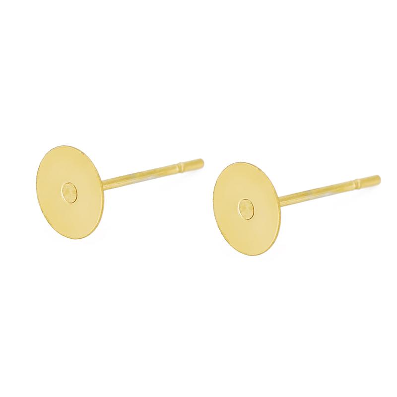 20 100 pcs PVD Never Fade Stainless Steel Earrings Settings With Earring Backs 4 5 6 8 mm Cabochon Base For Diy Jewelry Making