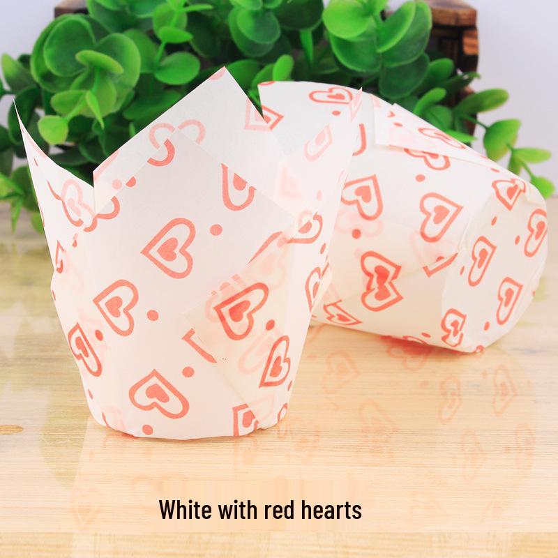 High-Temperature Resistant Solid Color Tulip Baking Cups - Oil-Proof Dessert Liners