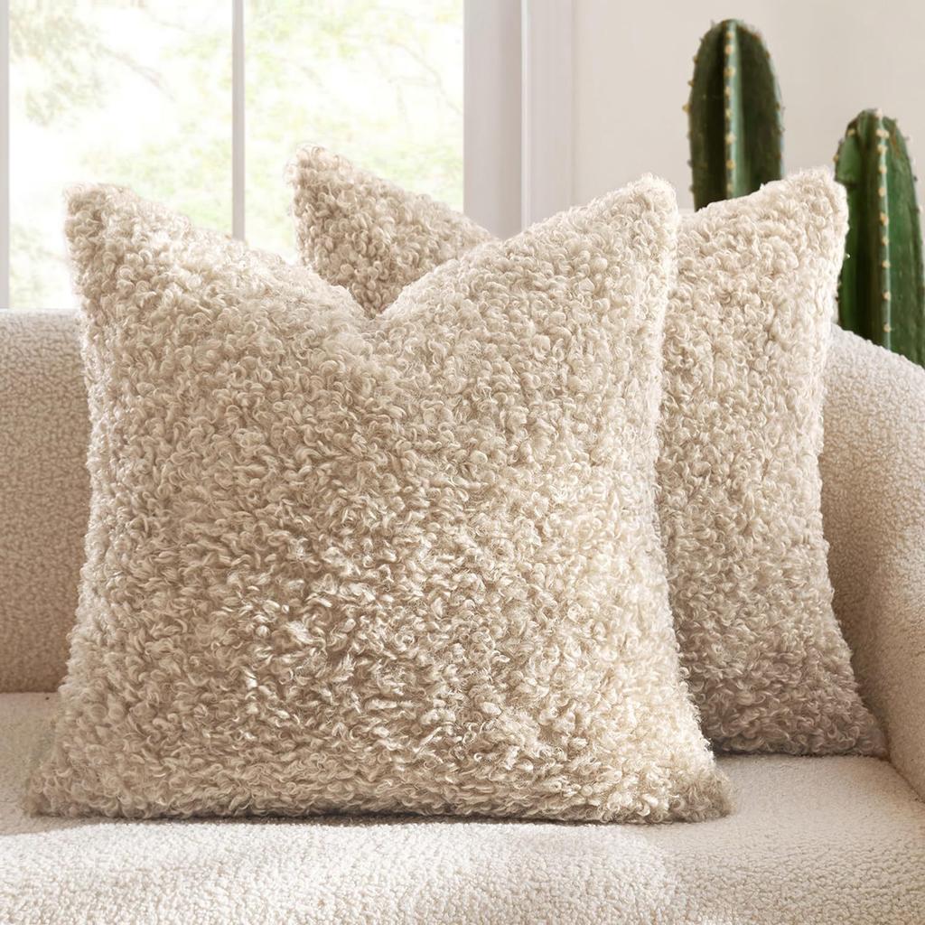 Lammfleece Kissenbezug Plüsch Teddy Lockig Verdickt Kissenhülle Weich Modern Minimalistisch Nordisch Sofakissenbezug Gemütliche Heimdekoration