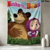 Masha Bear Wall Tapestry Aesthetic Wall Hanging Printed Fabric Blanket Decorative Tapestries For Bedroom Living Room Home Decor
