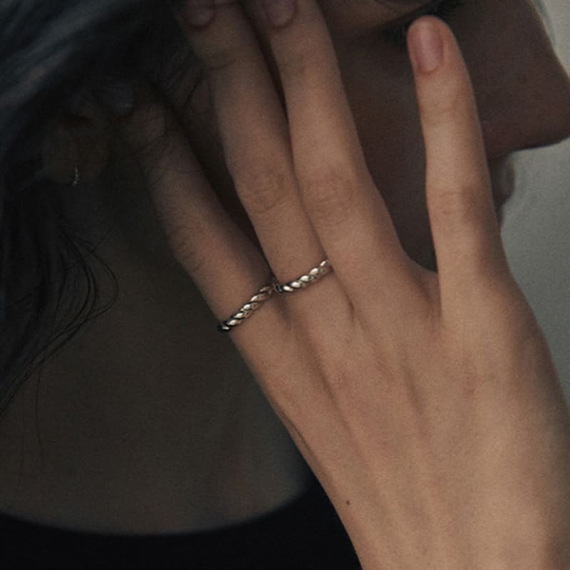 green [925 silver] Five.silver.213 / thick end ring