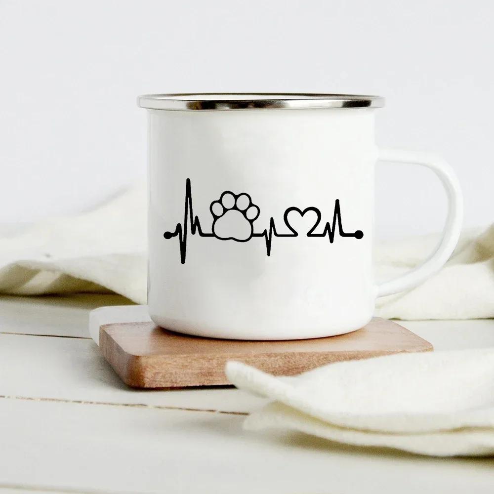Lustiger Dackel-Druck Kreative Emaille-Tasse Kaffee-Weintassen Cartoon-Hunde Pfote Party-Getränk Bier Saft Milch Tassen Geschenke für Liebhaber Hund