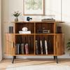 Record Cabinet HiFi Cabinet Sideboard MDF Oval Iron Feet Aluminum Handle Charging Station Cable Passage Sliding Door