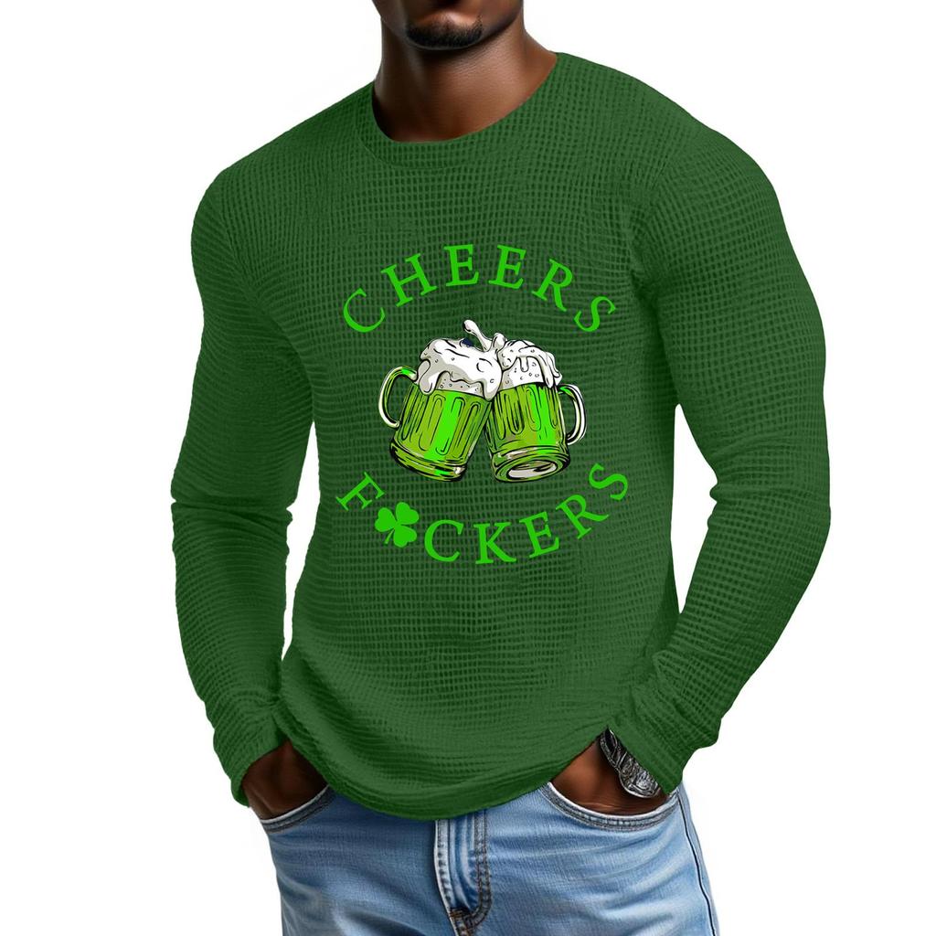 Bedrucktes T-Shirt für Herren im Retro-Stil mit Knopfleiste und langen Ärmeln