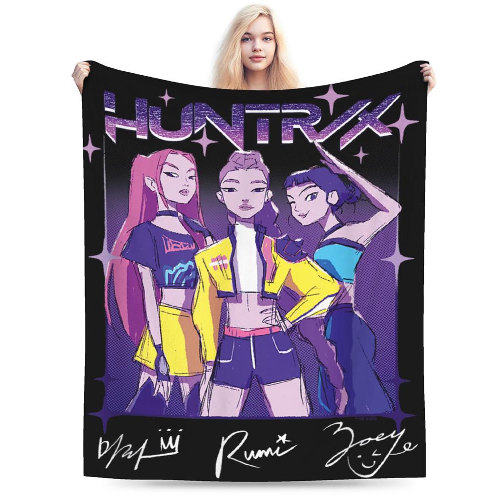 Jinu Huntrix Saja Boys K-Pop Demon Hunters Blanket Autumn Soft Throw Blanket for Girl Living Room Print Bedspread Sofa Bed Cover