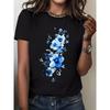 Watercolor printed T-shirt, summer casual comfortable T-shirt