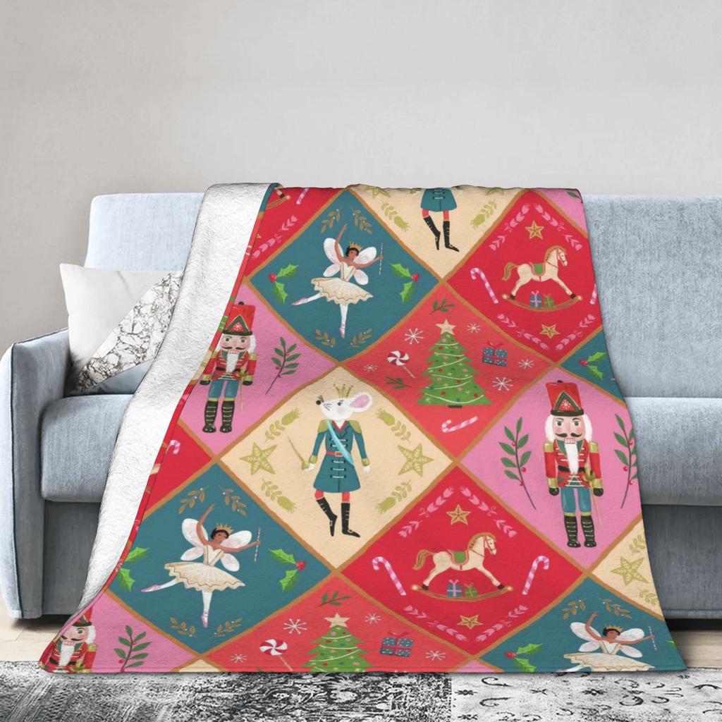Christmas Nutcracker Flannel Blankets Spring  Soft Throw Blanket for Girls Boys Living Room Print Bedspread Sofa Bed Cover