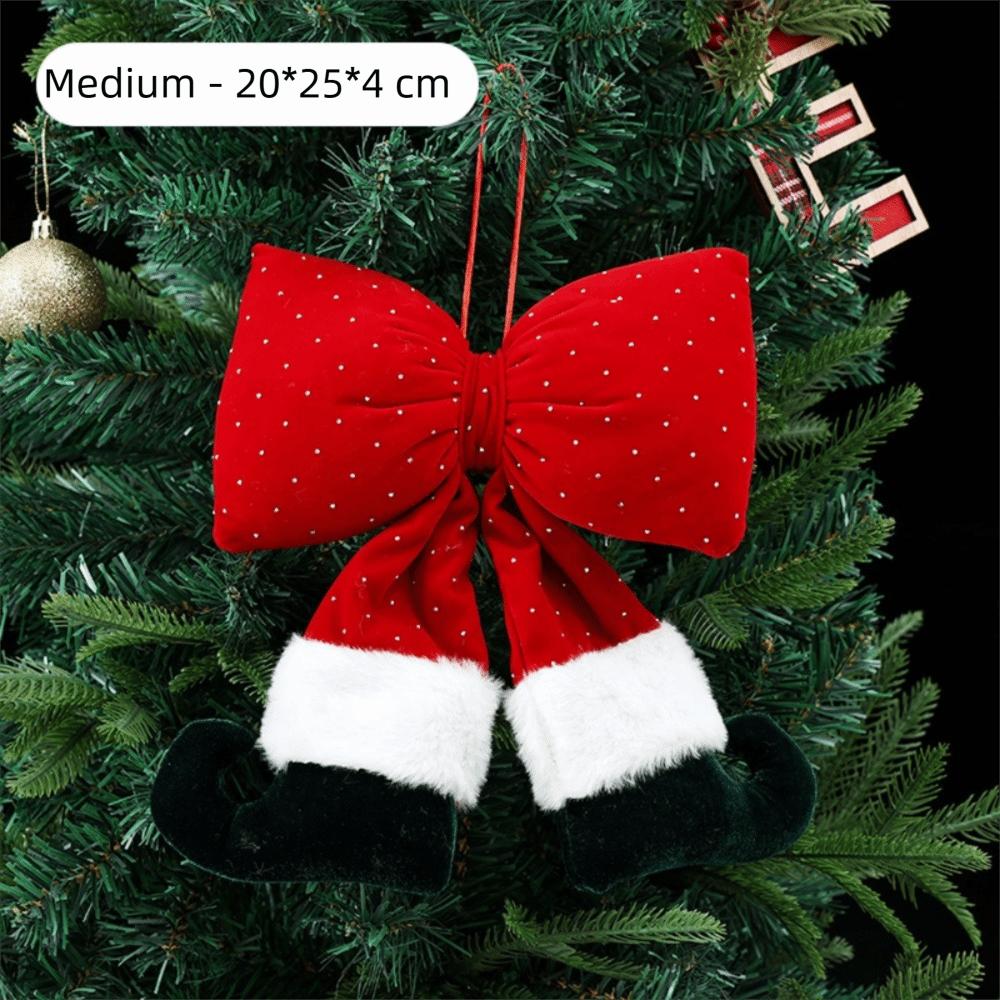 Rhinestone Velvet Bowknot Decoration Wine Red Bowknot Hanging Ornament Xmas Decor