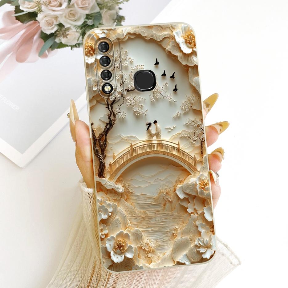 For Infinix Hot S4 Case Luxury Love Heart Buttefly Candy Painted Cover Soft TPU Matte Phone Case For Infinix Hot S4 HotS4 Fundas