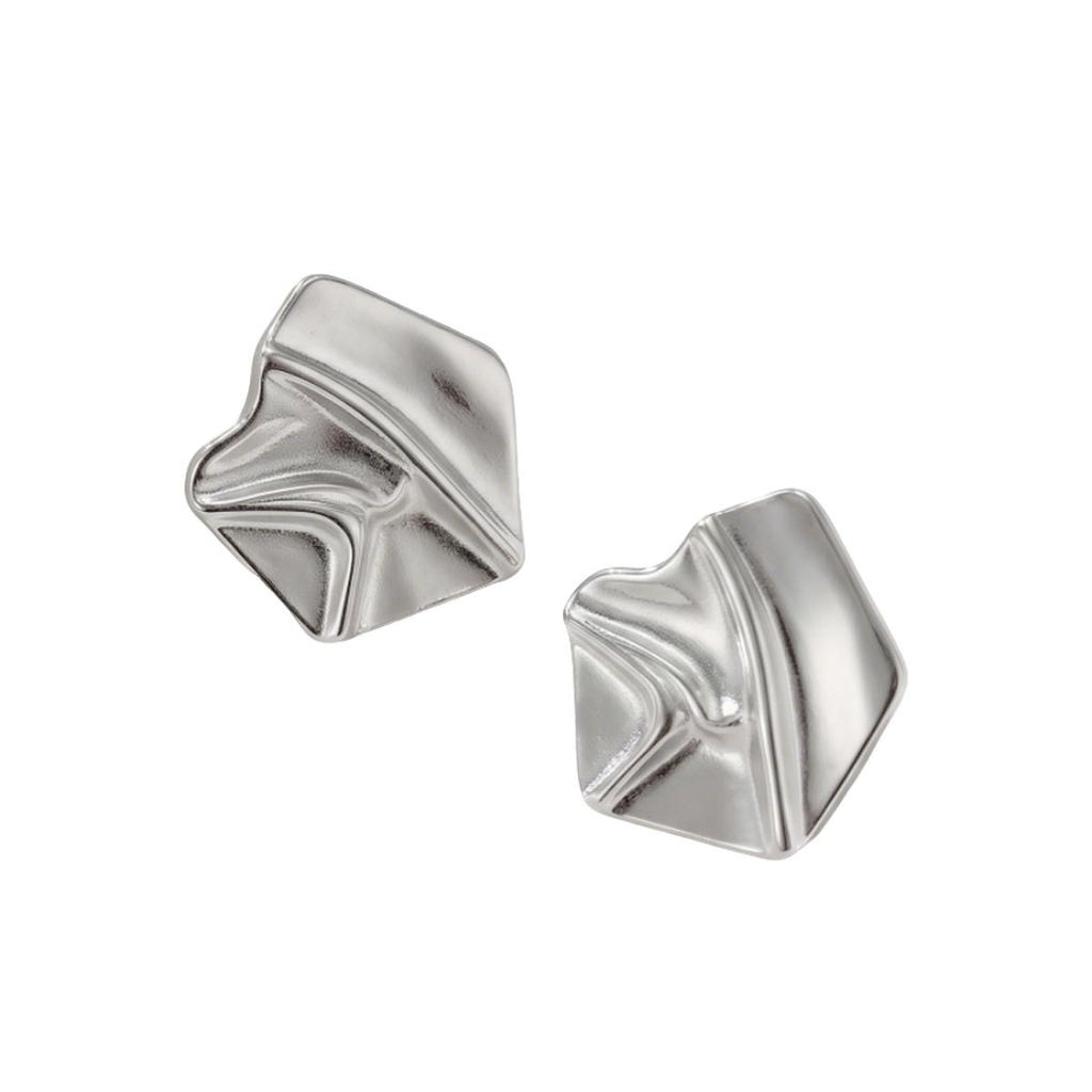 European and American Jewelry, Irregular Metal Pleated Design Earrings, High-end Sense Versatile Niche Earrings Women