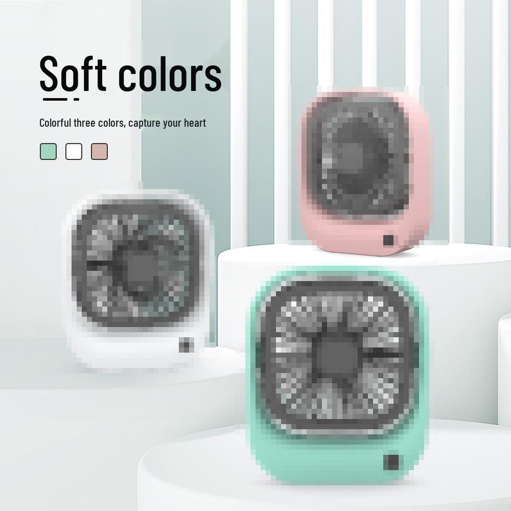 Square USB Charging Mini Desk Fan – Silent, Compact Gift with Customizable Logo