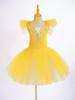 Girls Princess Tutu Dress with Flying Sleeves & Lace Flower Decor, Adjustable Spaghetti Straps, Mesh Skirt + Headdress for Dance Party