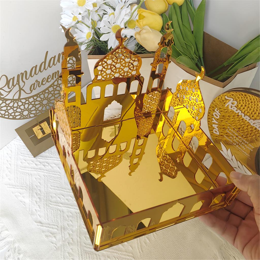 Eid Festival Themed Acrylic Candy Holder Biscuit Cookie Display Box for Home Gatherings Office Desktop Decorations
