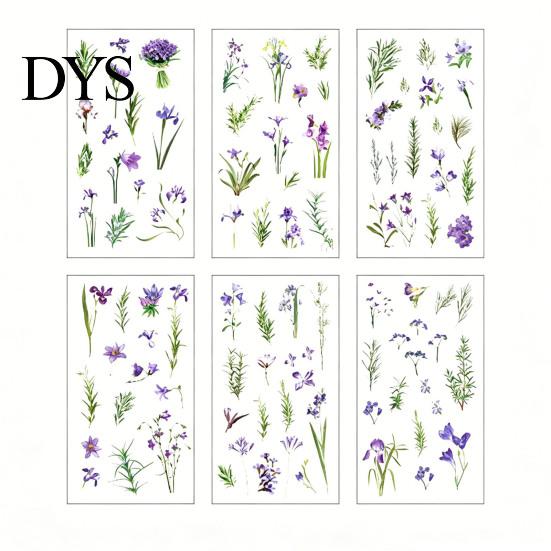 Floral Scrapbook Supplies 6 Sheets/Set Natural Flower Stickers, Waterproof PVC Plants Decals, Retro Stickers Transparent Decorative for DIY