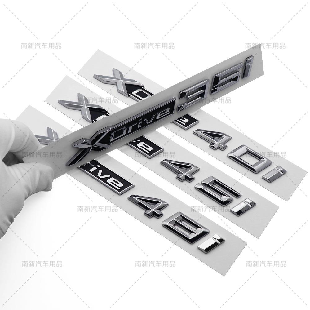 Chrome Black Letters Fender Trunk Emblems For XDrive 18i 20i 23i 25i XDrive28i 30i 35i 38i 40i 45i XDrive48i 50i XDrive55i