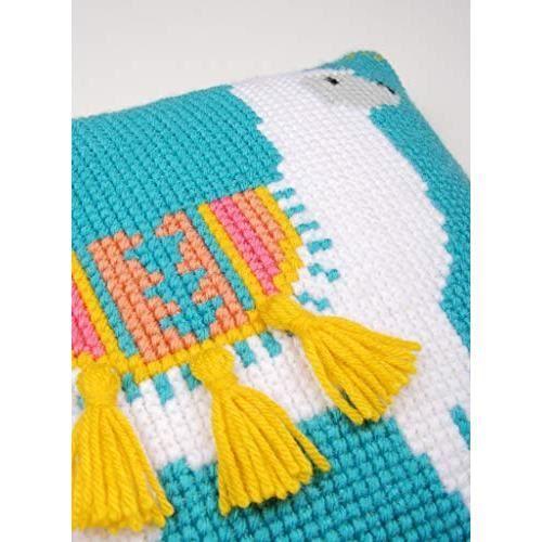 Kit au point de croix - VERVACO - Lama - Multicolore - Coussin - Enfant