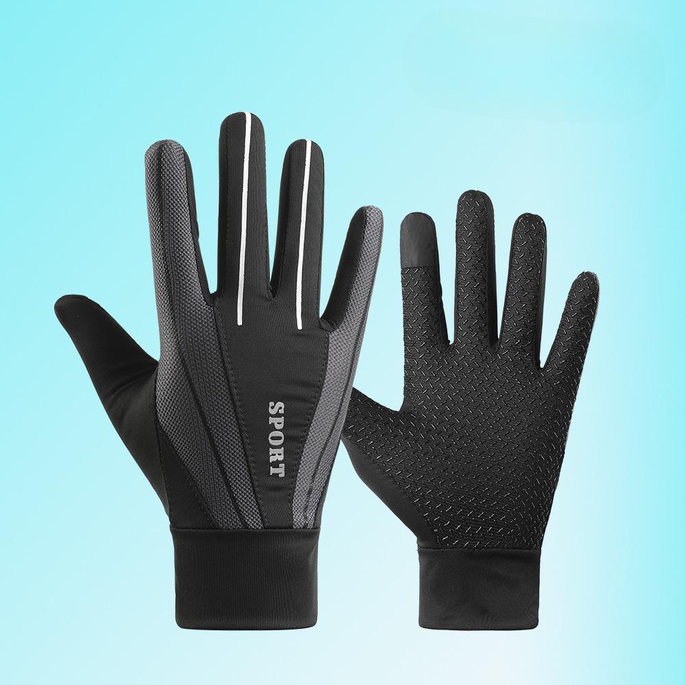 Cycling Gloves Men and Women Outdoor Sports Driving Fishing Anti-slip Floppy Ice Silk Full Finger Touch Screen Fishing Gloves