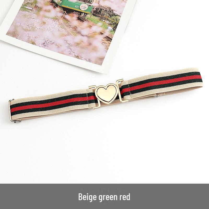 Unisex Adjustable Elastic Braided Canvas Belt with Alloy Buckle