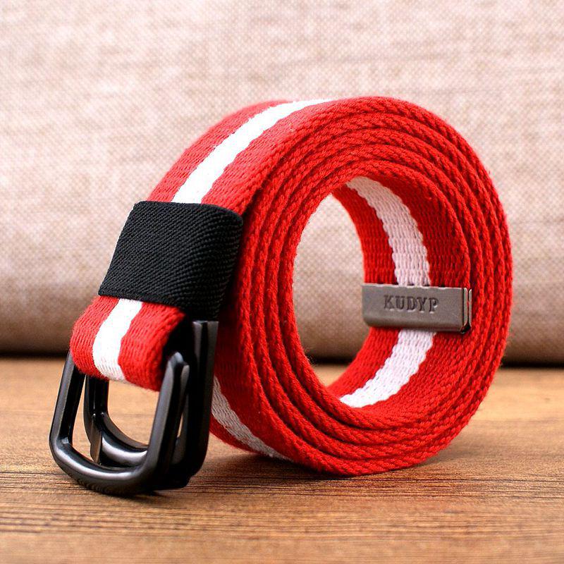 Men's Canvas & Leather Double Ring Stretch Belt
