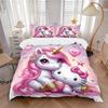 Unicorn With Hello Kitty Print 3Pcs Bedding Set,Duvet Cover with 2 Bedro,Pillowcase Home Birthday Gift