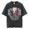 Harajuku Vintage Washed T Shirts Death Note Misa Anime Graphic T Shirt Men Women Cotton Fashion Streetwear Yk Oversized Tshirt