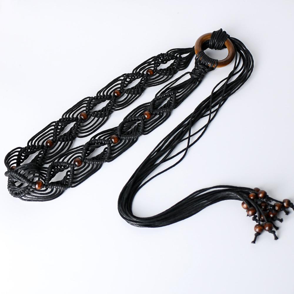 Retro Knotted Tassels Waist Belts Bohemia Style Dress Slim Waistband Dress Waistband Accessories