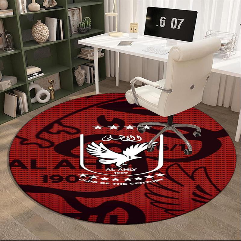 1PC round rug Ahly Football club Printed Round Area Rug ,Rug For Home Office, Round Chair Rug, Decorative Carpet Fan gifts Christmas gift