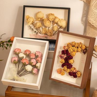DIY 3D Hollow Frame with Dried Flower & Shell Butterfly, Creative Light Painting, 6x7 Inch