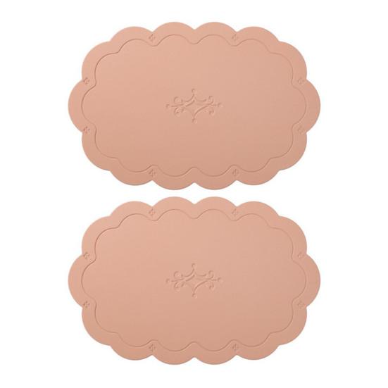 2 Pcs Leather Placemats with Embossment Design No-Slip Heat Resistant Table Mats