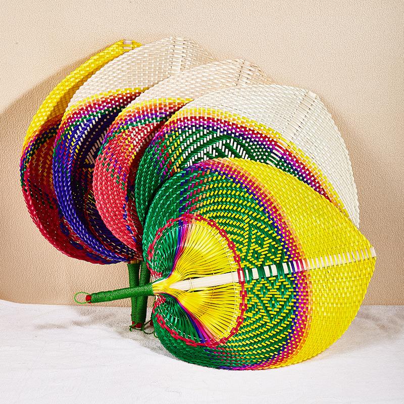 Bamboo Dandelion Hand Crank Fan Handcraft Fan Exquisite Pure Straw Creative Household Summer Portable Hand Crank Fan