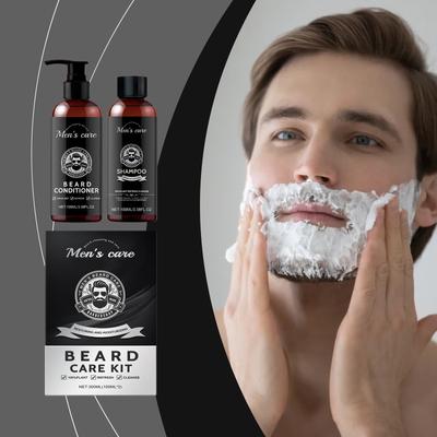 Bartwasch- und Bartpflegeset mit Argan- und Jojobaöl – macht weich und kräftig – Bartshampoo/Bartöl