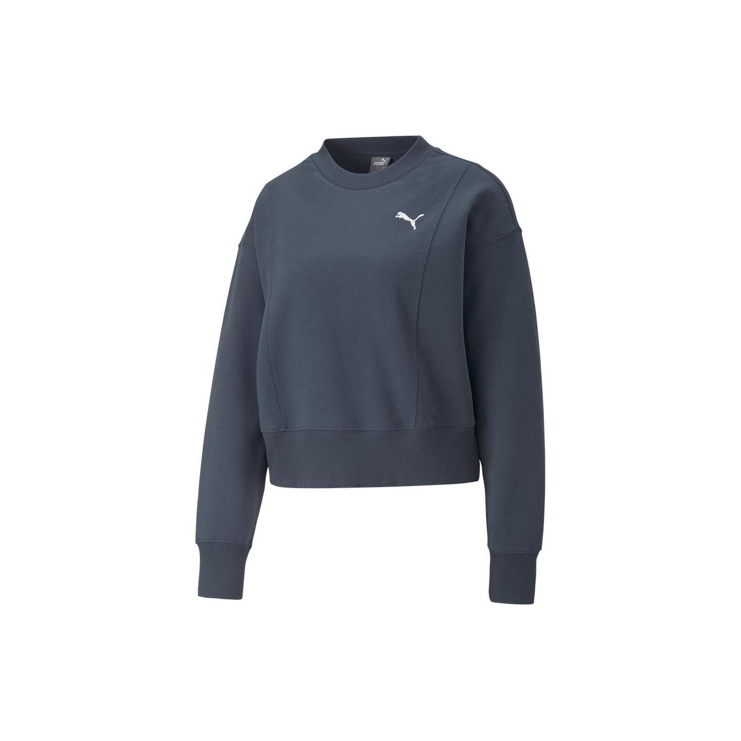 

Puma Solid Color Casual Pullover Loose Long Sleeve Sweatshirt Women sweatshirt Blue 673109-16 L