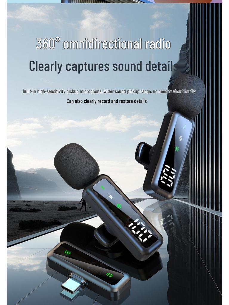 Cross-border Wireless Lavalier Microphone: Noise-Reducing Mini Mic with Digital Display for Video & Audio Recording.