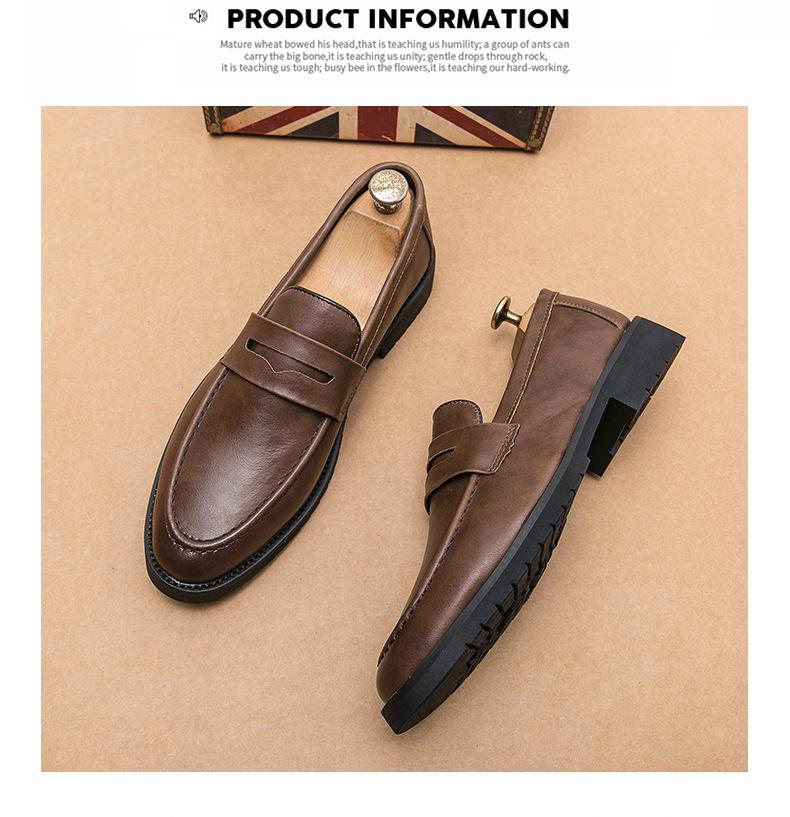 Men's British Style Slip-on Loafers: Comfortable, Breathable Business Casual Leather Shoes