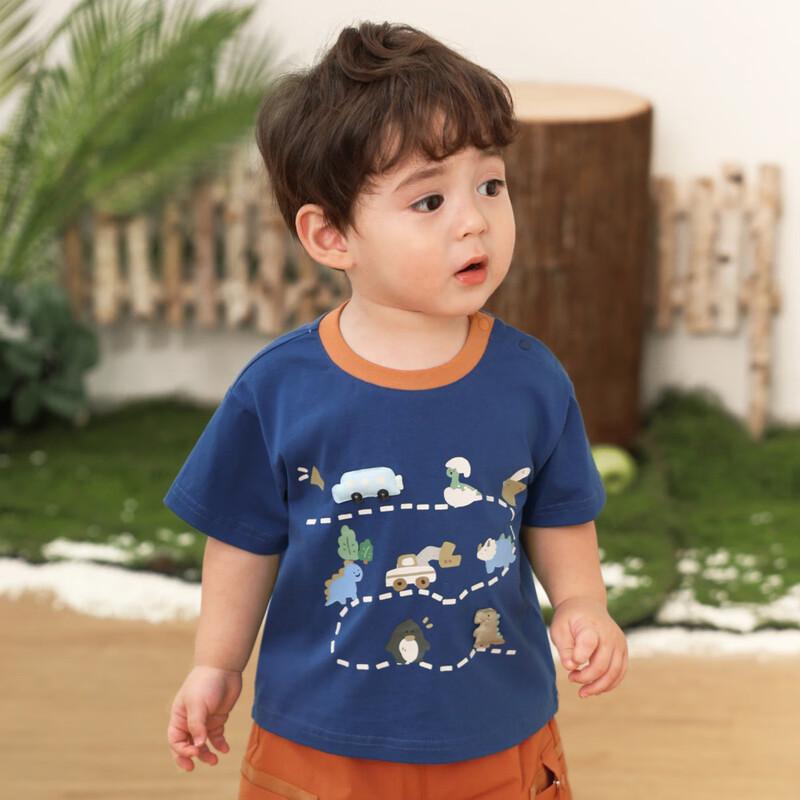 LUSON Baby Boys' 2025 Summer Color-Block Cotton T-Shirt